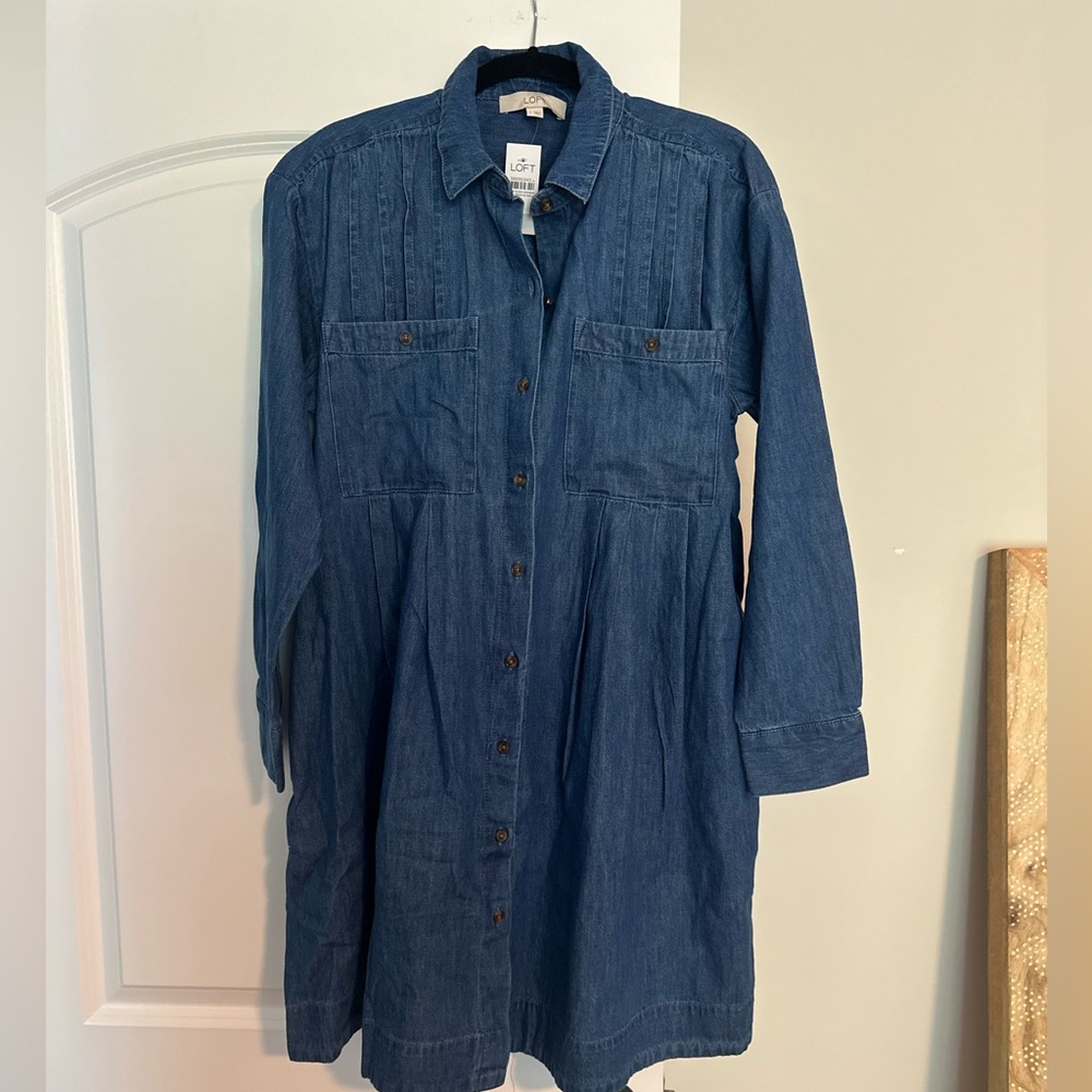 Loft Women’s Denim Button-Up Dress